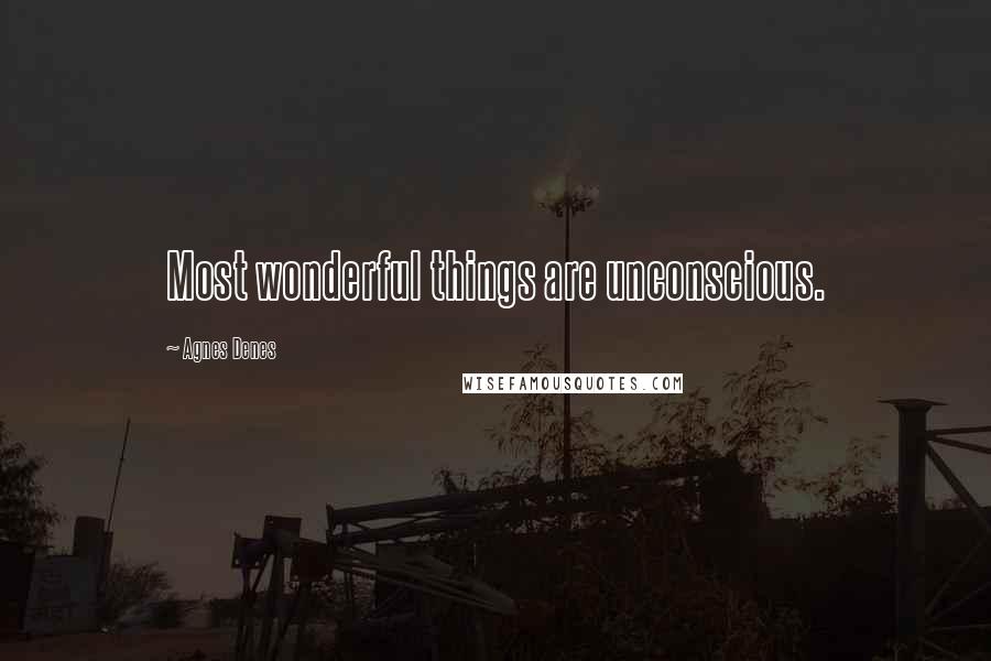 Agnes Denes Quotes: Most wonderful things are unconscious.