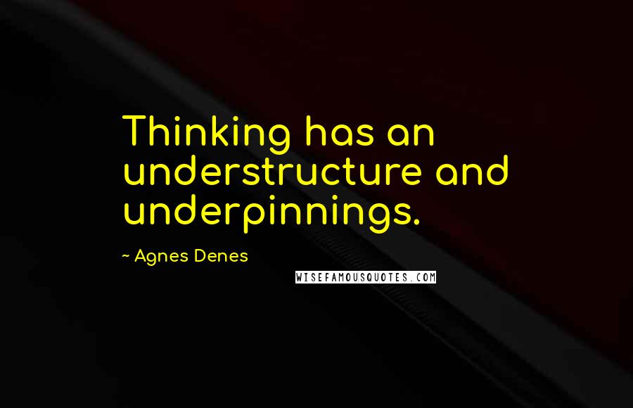 Agnes Denes Quotes: Thinking has an understructure and underpinnings.