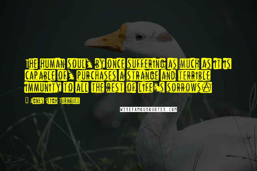 Agnes Sligh Turnbull Quotes: The human soul, by once suffering as much as it is capable of, purchases a strange and terrible immunity to all the rest of life's sorrows.