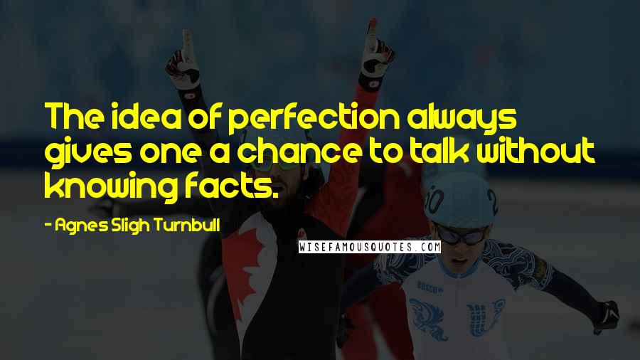 Agnes Sligh Turnbull Quotes: The idea of perfection always gives one a chance to talk without knowing facts.