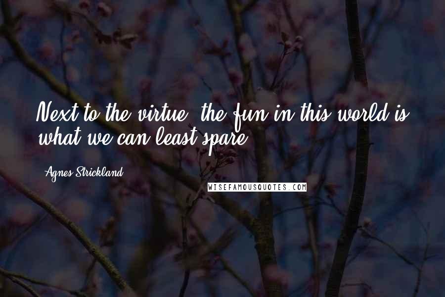 Agnes Strickland Quotes: Next to the virtue, the fun in this world is what we can least spare.