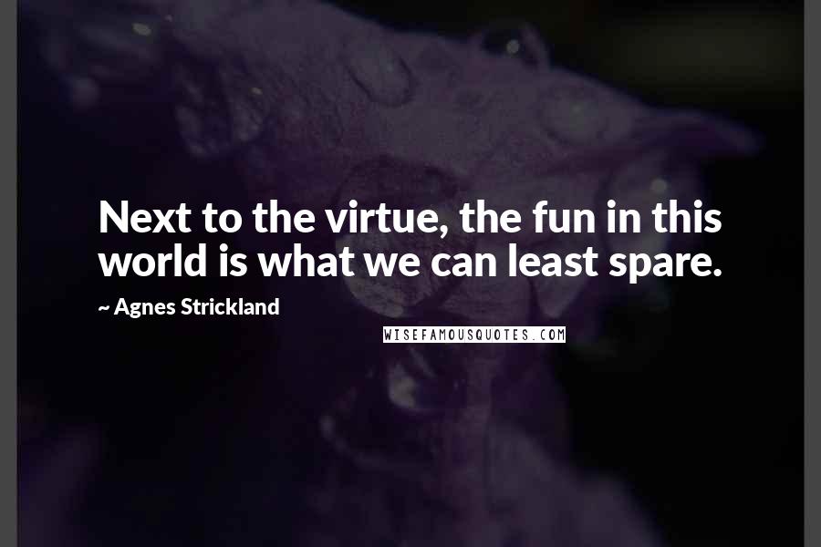 Agnes Strickland Quotes: Next to the virtue, the fun in this world is what we can least spare.