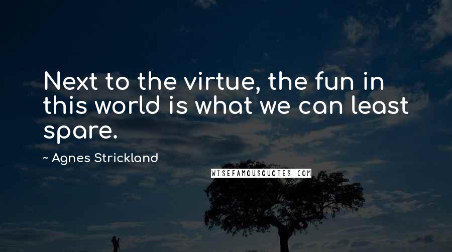 Agnes Strickland Quotes: Next to the virtue, the fun in this world is what we can least spare.