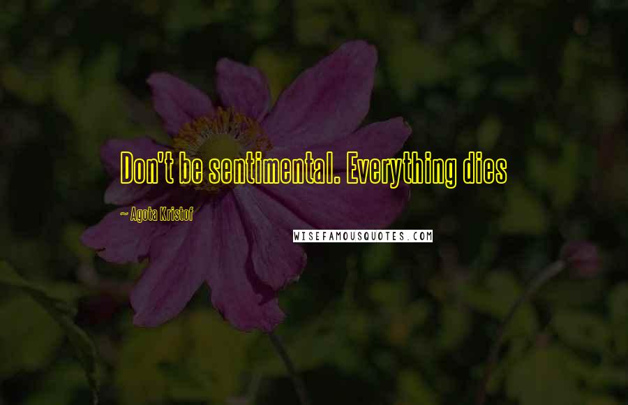 Agota Kristof Quotes: Don't be sentimental. Everything dies