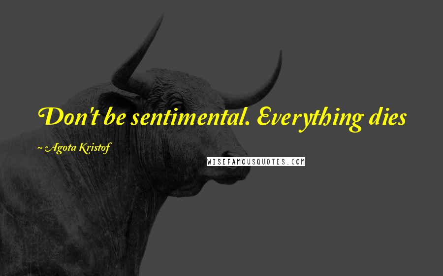 Agota Kristof Quotes: Don't be sentimental. Everything dies