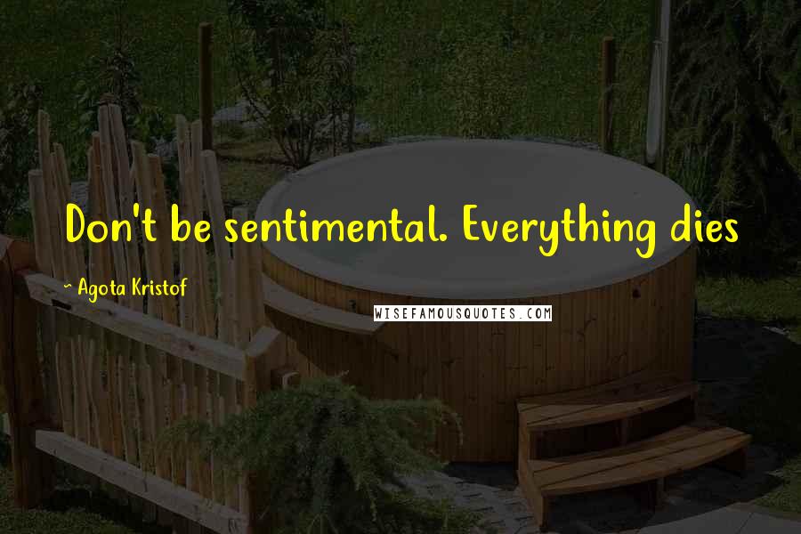 Agota Kristof Quotes: Don't be sentimental. Everything dies
