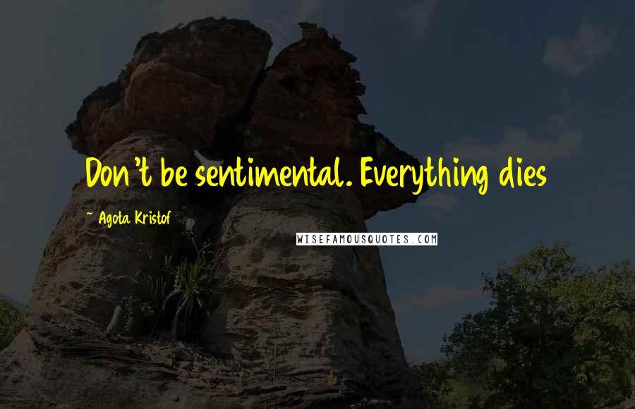 Agota Kristof Quotes: Don't be sentimental. Everything dies