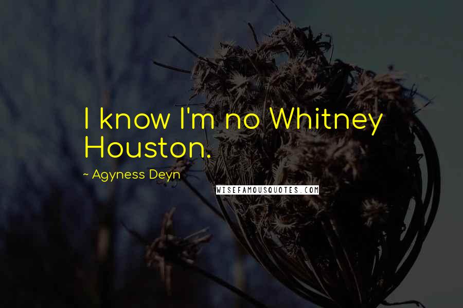 Agyness Deyn Quotes: I know I'm no Whitney Houston.