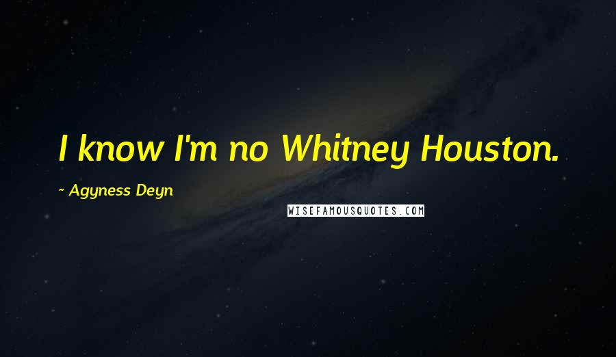 Agyness Deyn Quotes: I know I'm no Whitney Houston.