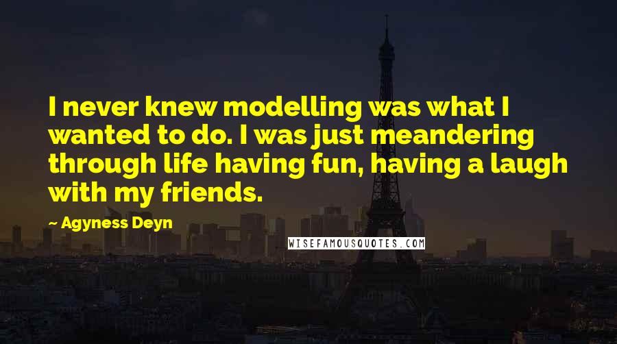 Agyness Deyn Quotes: I never knew modelling was what I wanted to do. I was just meandering through life having fun, having a laugh with my friends.