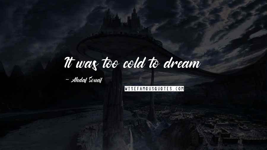 Ahdaf Soueif Quotes: It was too cold to dream