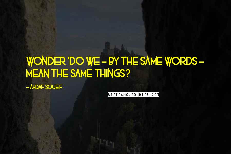 Ahdaf Soueif Quotes: Wonder 'do we - by the same words - mean the same things?