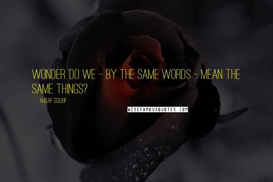 Ahdaf Soueif Quotes: Wonder 'do we - by the same words - mean the same things?