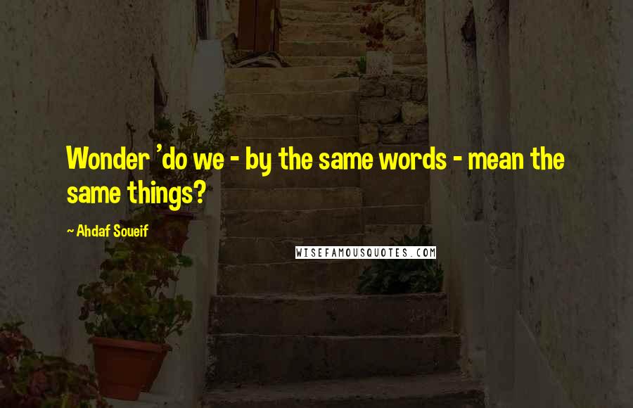 Ahdaf Soueif Quotes: Wonder 'do we - by the same words - mean the same things?