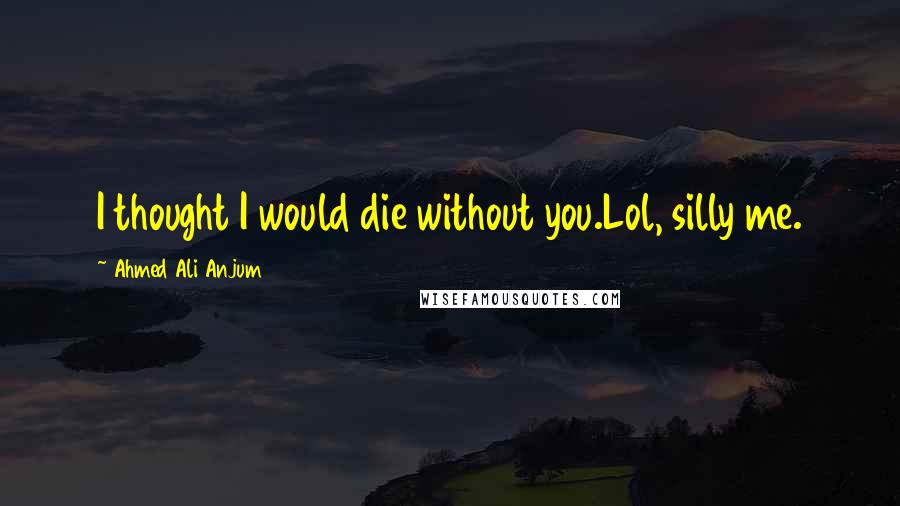 Ahmed Ali Anjum Quotes: I thought I would die without you.Lol, silly me.