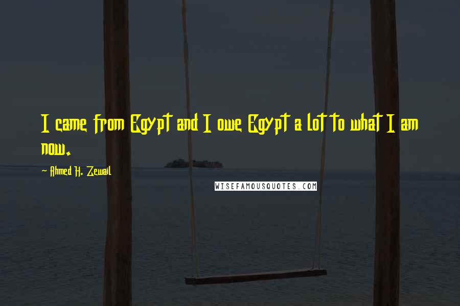 Ahmed H. Zewail Quotes: I came from Egypt and I owe Egypt a lot to what I am now.