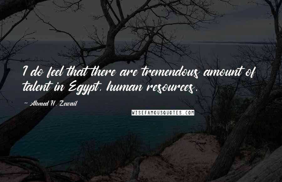 Ahmed H. Zewail Quotes: I do feel that there are tremendous amount of talent in Egypt, human resources.