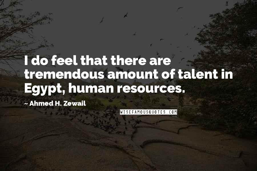 Ahmed H. Zewail Quotes: I do feel that there are tremendous amount of talent in Egypt, human resources.