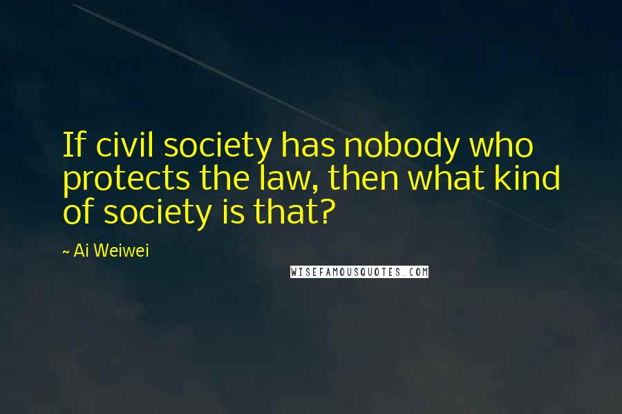 Ai Weiwei Quotes: If civil society has nobody who protects the law, then what kind of society is that?