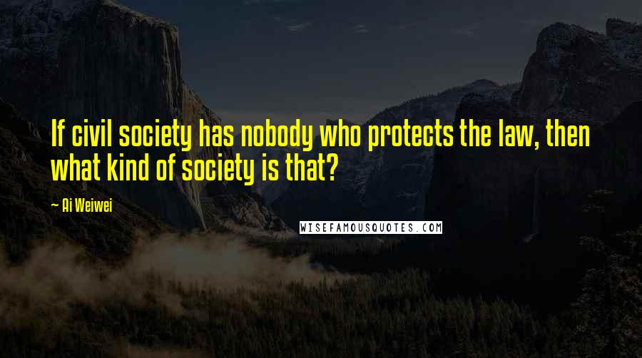 Ai Weiwei Quotes: If civil society has nobody who protects the law, then what kind of society is that?