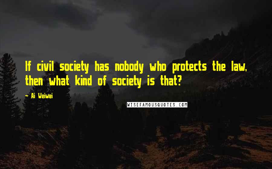 Ai Weiwei Quotes: If civil society has nobody who protects the law, then what kind of society is that?