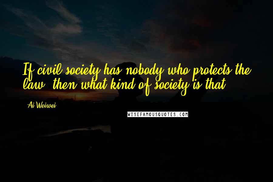 Ai Weiwei Quotes: If civil society has nobody who protects the law, then what kind of society is that?