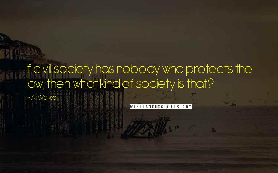 Ai Weiwei Quotes: If civil society has nobody who protects the law, then what kind of society is that?