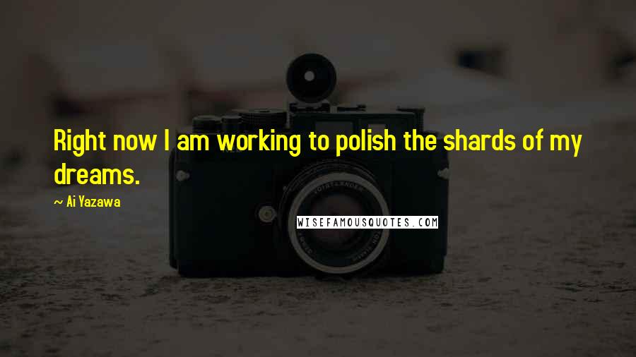 Ai Yazawa Quotes: Right now I am working to polish the shards of my dreams.