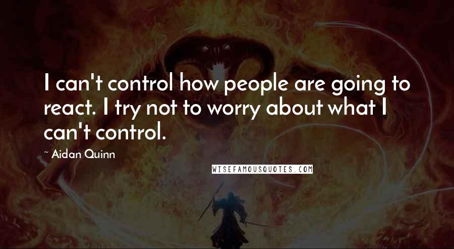 Aidan Quinn Quotes: I can't control how people are going to react. I try not to worry about what I can't control.