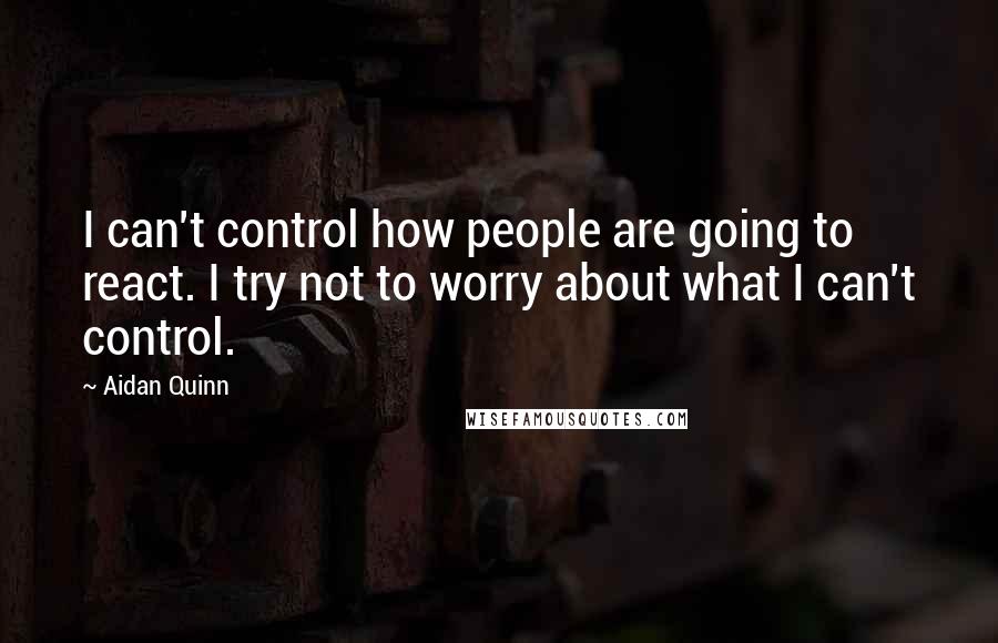 Aidan Quinn Quotes: I can't control how people are going to react. I try not to worry about what I can't control.