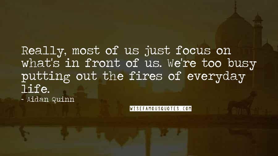 Aidan Quinn Quotes: Really, most of us just focus on what's in front of us. We're too busy putting out the fires of everyday life.