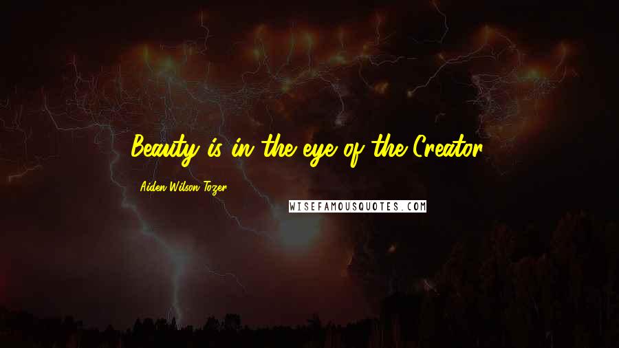 Aiden Wilson Tozer Quotes: Beauty is in the eye of the Creator.