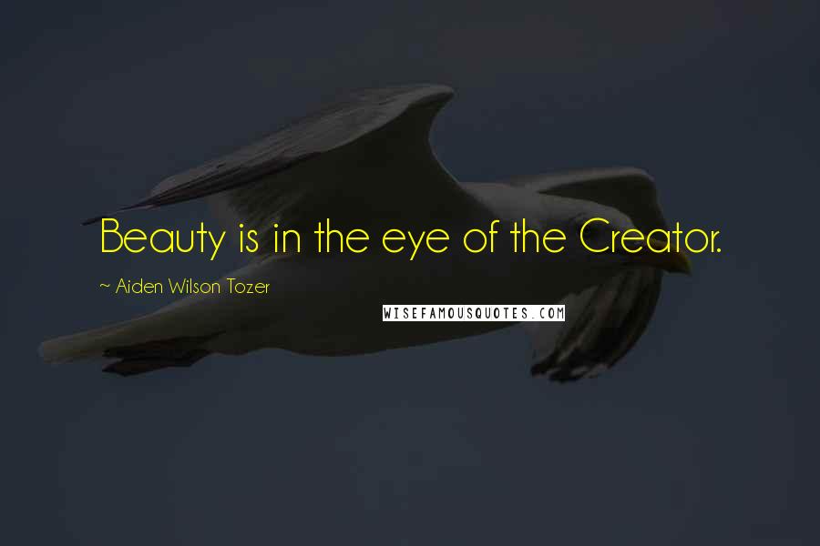 Aiden Wilson Tozer Quotes: Beauty is in the eye of the Creator.