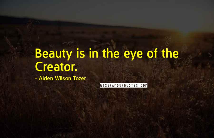Aiden Wilson Tozer Quotes: Beauty is in the eye of the Creator.