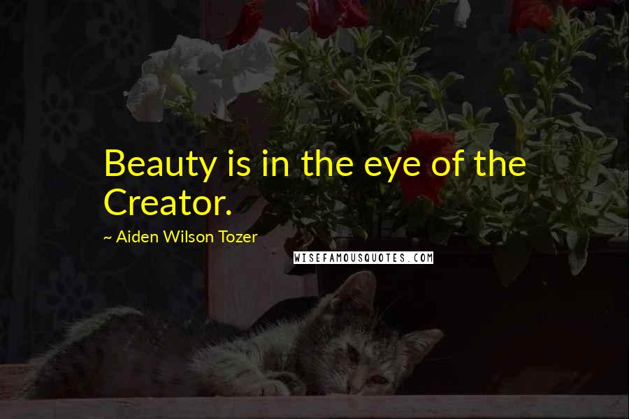 Aiden Wilson Tozer Quotes: Beauty is in the eye of the Creator.