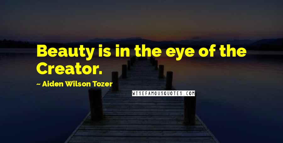 Aiden Wilson Tozer Quotes: Beauty is in the eye of the Creator.