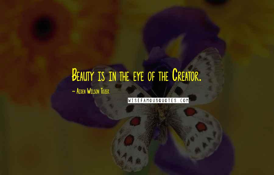 Aiden Wilson Tozer Quotes: Beauty is in the eye of the Creator.