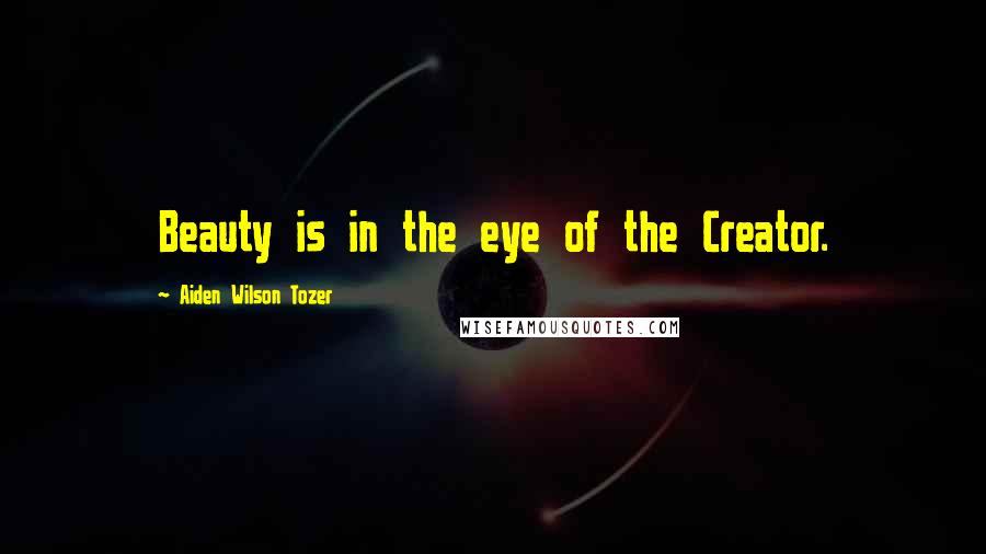 Aiden Wilson Tozer Quotes: Beauty is in the eye of the Creator.