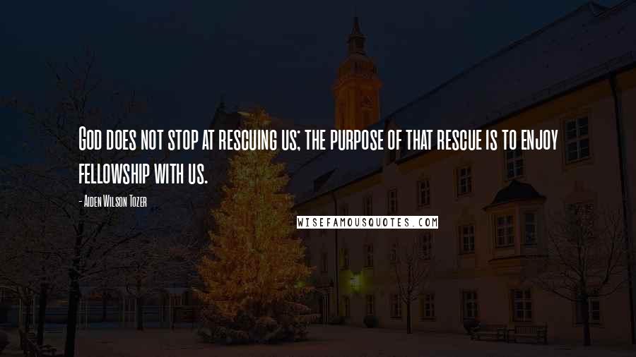 Aiden Wilson Tozer Quotes: God does not stop at rescuing us; the purpose of that rescue is to enjoy fellowship with us.