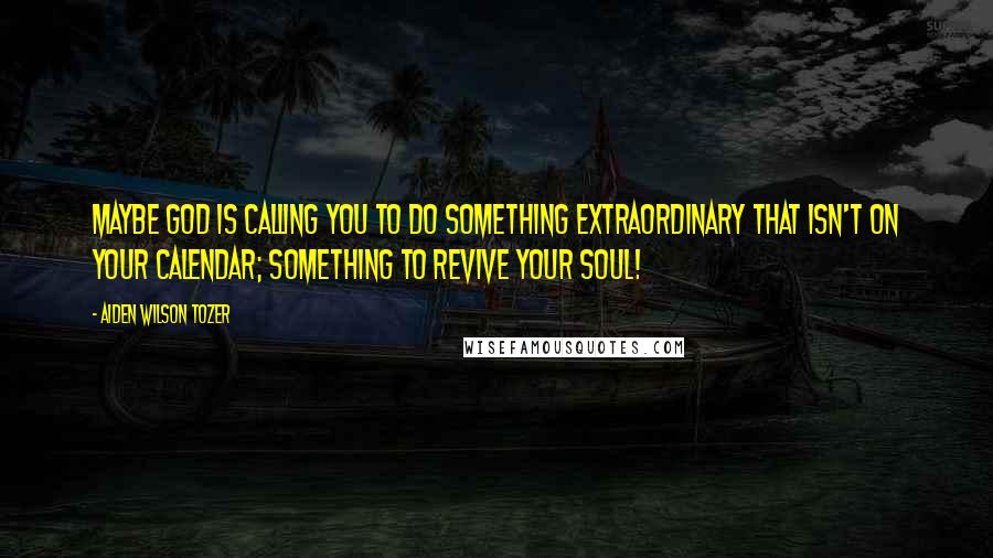 Aiden Wilson Tozer Quotes: Maybe God is calling you to do something extraordinary that isn't on your calendar; something to revive your soul!