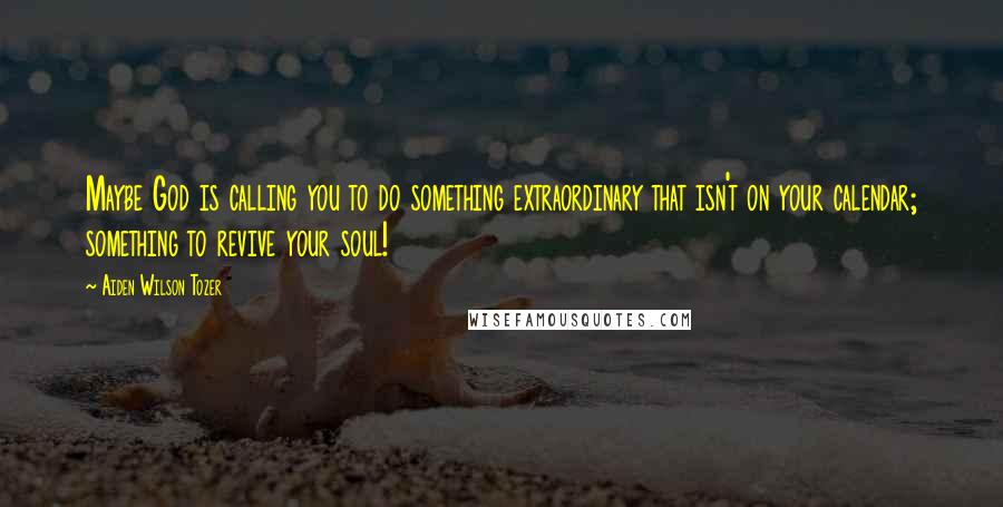 Aiden Wilson Tozer Quotes: Maybe God is calling you to do something extraordinary that isn't on your calendar; something to revive your soul!