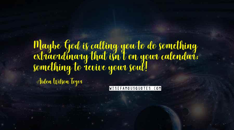 Aiden Wilson Tozer Quotes: Maybe God is calling you to do something extraordinary that isn't on your calendar; something to revive your soul!