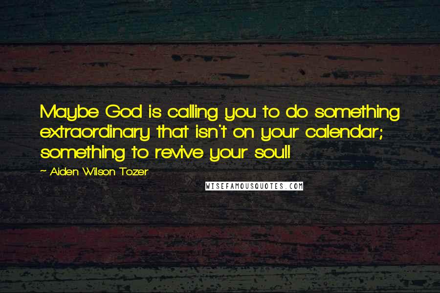 Aiden Wilson Tozer Quotes: Maybe God is calling you to do something extraordinary that isn't on your calendar; something to revive your soul!