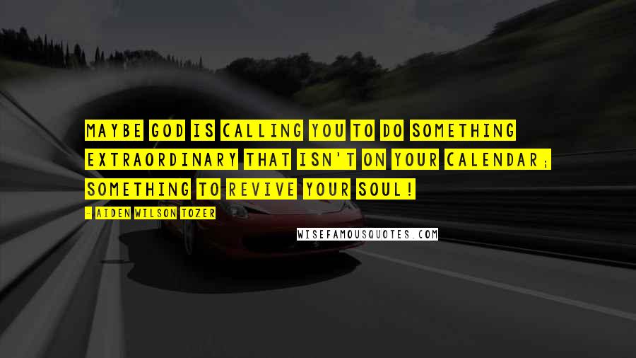 Aiden Wilson Tozer Quotes: Maybe God is calling you to do something extraordinary that isn't on your calendar; something to revive your soul!