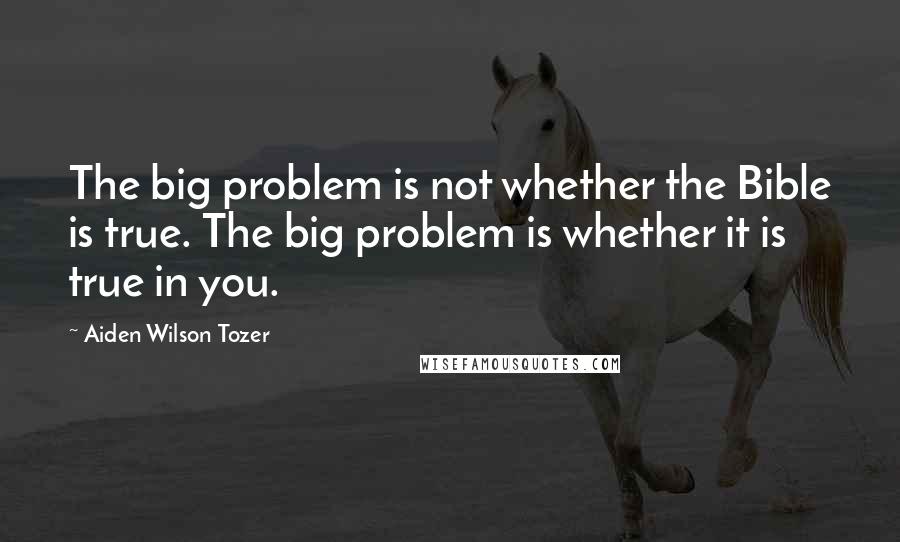 Aiden Wilson Tozer Quotes: The big problem is not whether the Bible is true. The big problem is whether it is true in you.