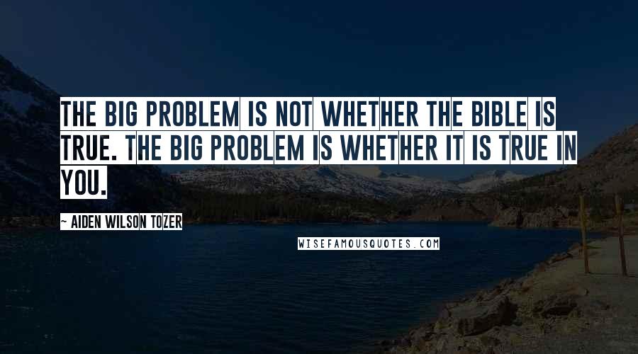 Aiden Wilson Tozer Quotes: The big problem is not whether the Bible is true. The big problem is whether it is true in you.