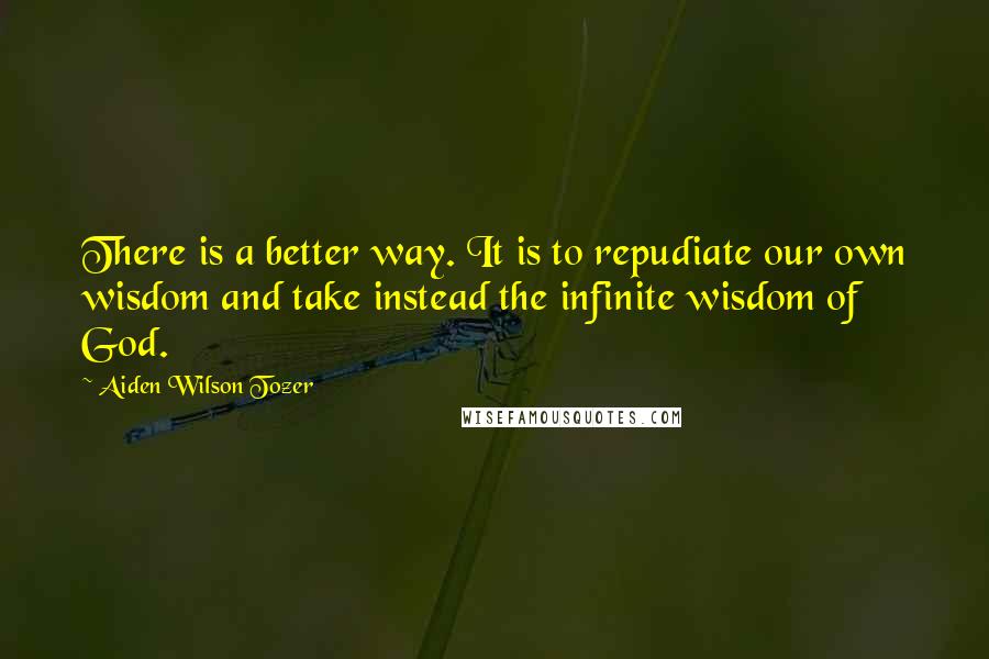 Aiden Wilson Tozer Quotes: There is a better way. It is to repudiate our own wisdom and take instead the infinite wisdom of God.