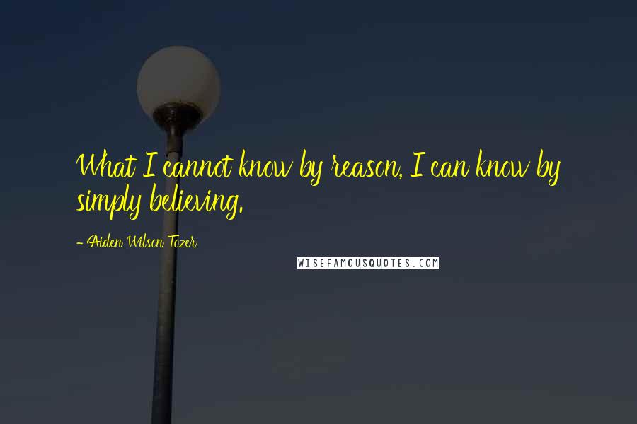 Aiden Wilson Tozer Quotes: What I cannot know by reason, I can know by simply believing.