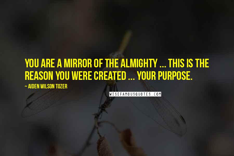 Aiden Wilson Tozer Quotes: You are a mirror of the Almighty ... this is the reason you were created ... your purpose.