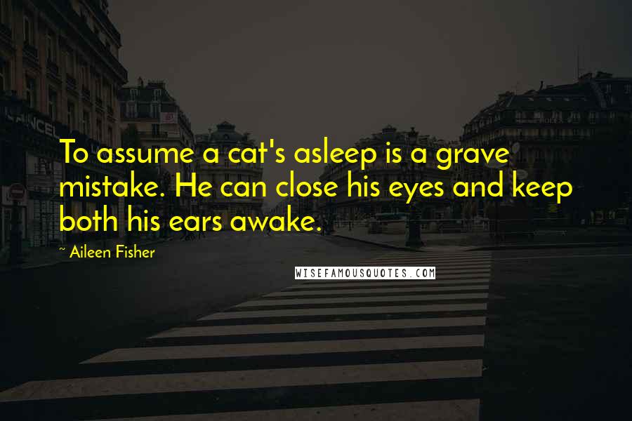 Aileen Fisher Quotes: To assume a cat's asleep is a grave mistake. He can close his eyes and keep both his ears awake.